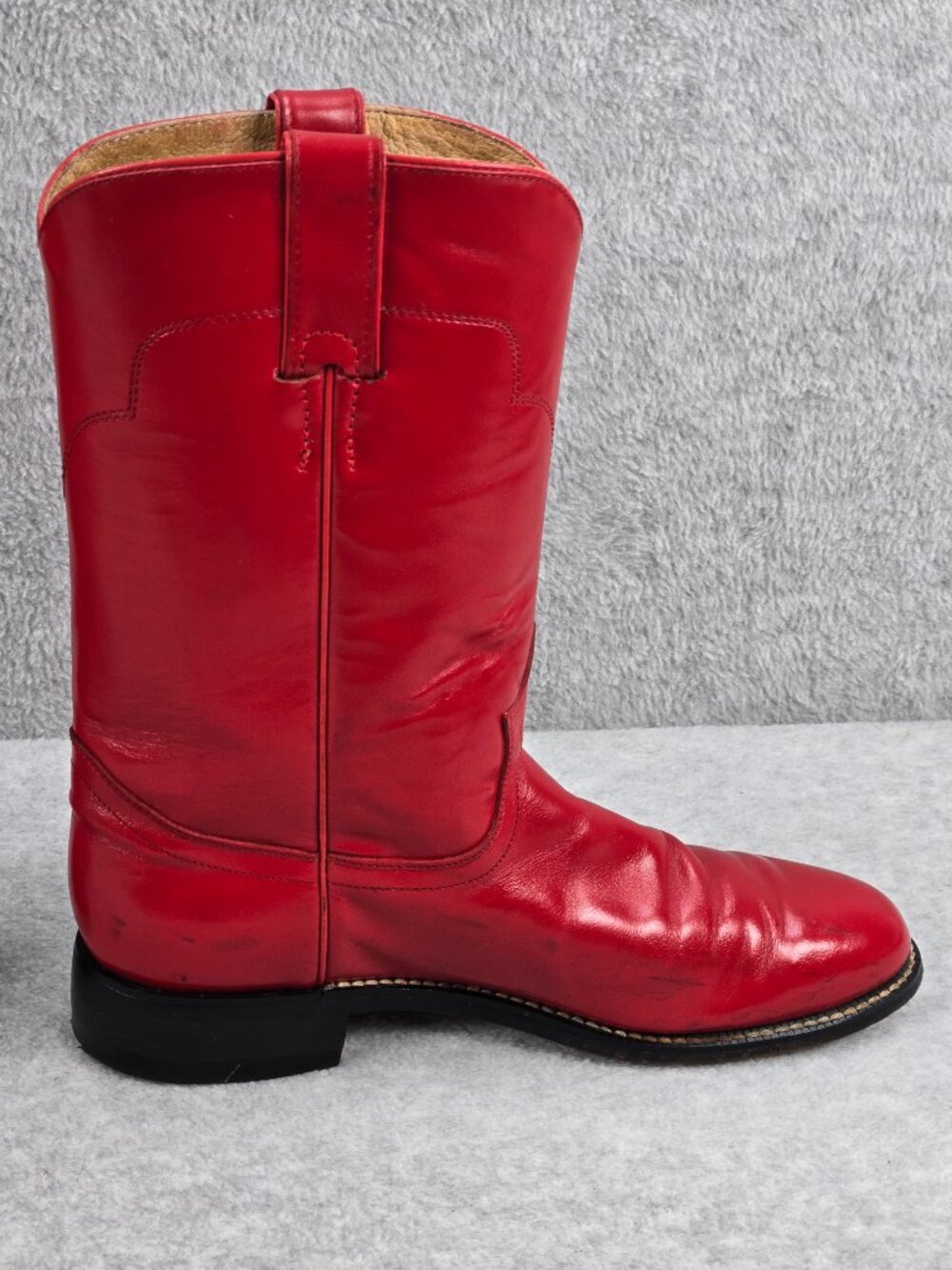 Tony Lama Red Boots Womens 7.5 B Ropers Leather Western Rodeo Cowboy Cowgirl - Picture 9 of 16